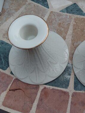 Lenox Greenfield (Feather) Candle Stick holders - Set of 2